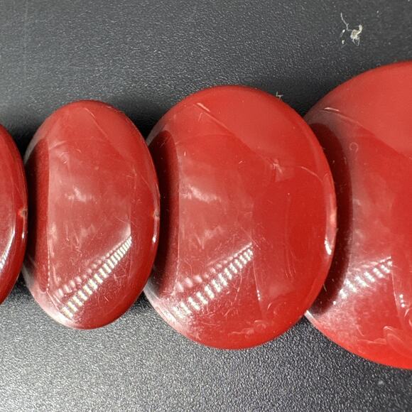 Vintage Trifari Lucite Disc Necklace Dark Red 18.5” - Picture 12 of 13